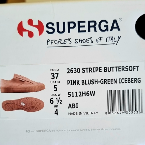 SUPERGA 2630 Stripe Buttersoft Shoes in Pink Blush-Green Iceberg - Picture 13 of 15